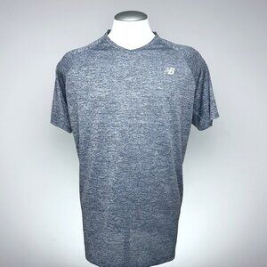 New Balance Running V-Neck Tee XL Grey Heather Performance Blend Athletic